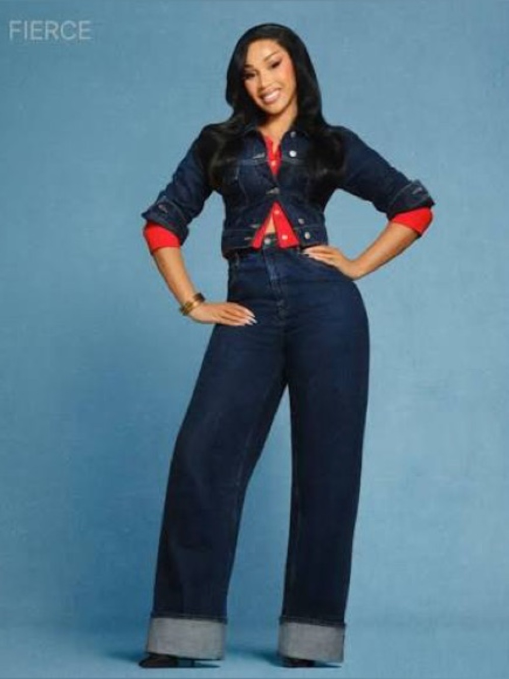 Zara Dark Blue Wide-Leg Jeans with Cuffed Hem